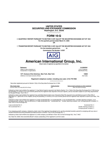 Vorschaubild American International Group 10-Q Quartalsbericht  