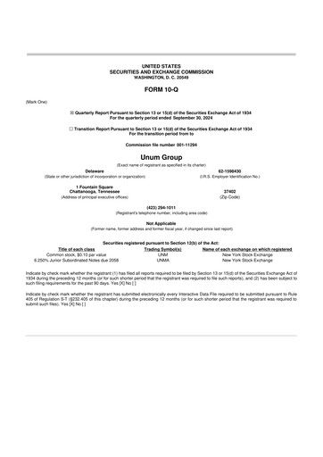 Miniature Unum 10-Q Rapport trimestriel 2024 