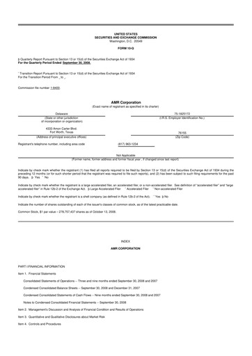 Thumbnail American Airlines 10-Q Quarterly Report FY 