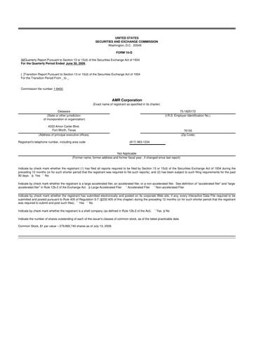 Thumbnail American Airlines 10-Q Quarterly Report FY 