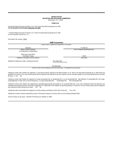 Thumbnail American Airlines 10-Q Quarterly Report FY 