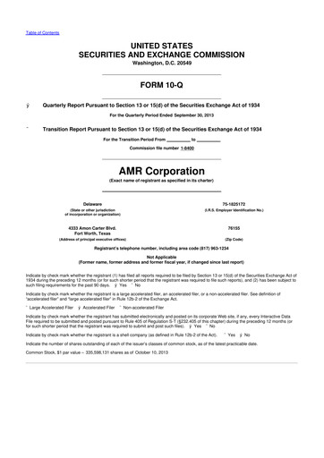 Thumbnail American Airlines 10-Q Quarterly Report FY2013 