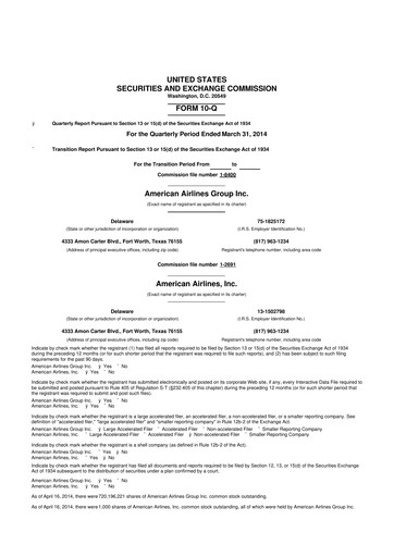 Thumbnail American Airlines 10-Q Quarterly Report FY 