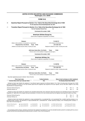 Thumbnail American Airlines 10-Q Quarterly Report FY2019 