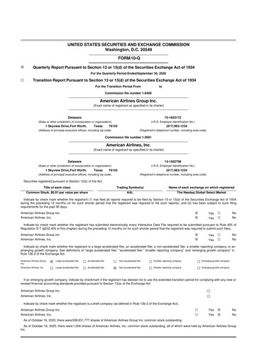 Thumbnail American Airlines 10-Q Quarterly Report FY2020 