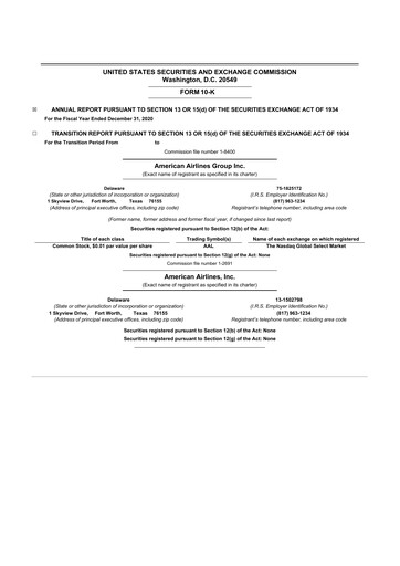 Thumbnail American Airlines 10-K Annual Report 2020