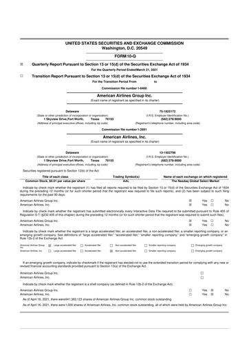 Thumbnail American Airlines 10-Q Quarterly Report FY2021 