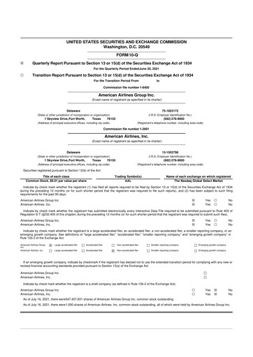 Thumbnail American Airlines 10-Q Quarterly Report FY2021 