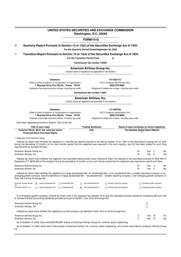 Thumbnail American Airlines 10-Q Quarterly Report FY2022 
