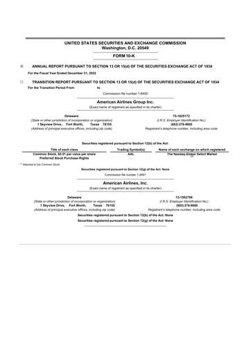 Thumbnail American Airlines 10-K Annual Report 2022