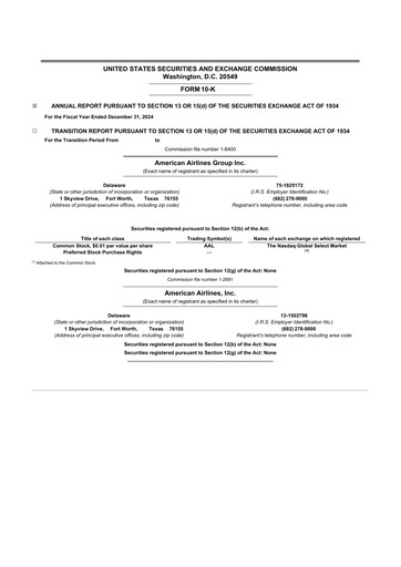 Thumbnail American Airlines 10-K Annual Report 2024