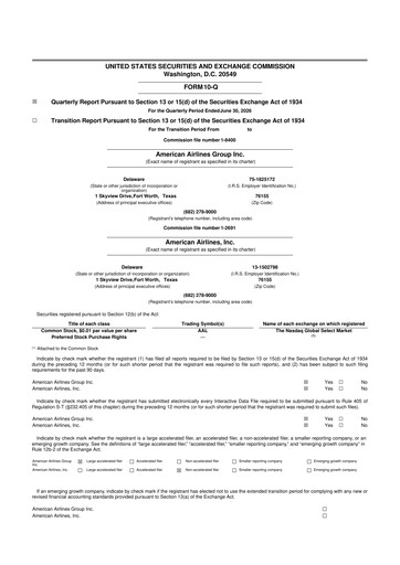 Miniature American Airlines 10-Q Rapport trimestriel 2026 