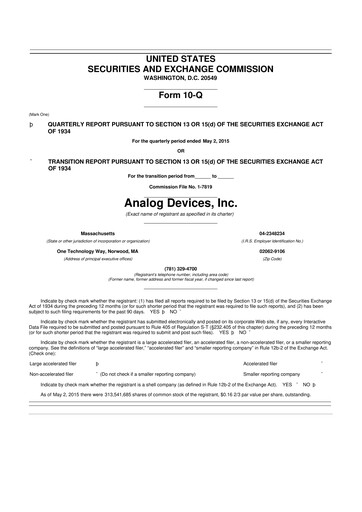 Miniature Analog Devices 10-Q Rapport trimestriel 2015 