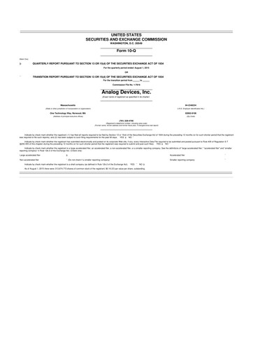 Miniature Analog Devices 10-Q Rapport trimestriel 2015 