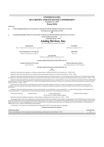 Thumbnail Analog Devices 10-K Annual Report 2015