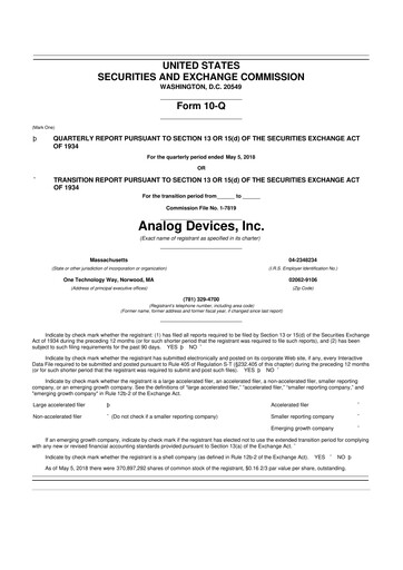 Miniature Analog Devices 10-Q Rapport trimestriel 2018 