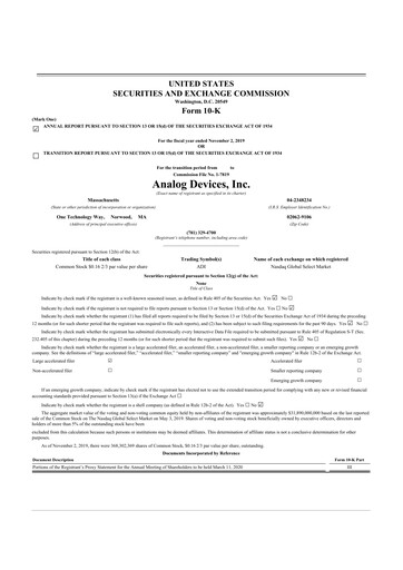 Thumbnail Analog Devices 10-K Annual Report 2019