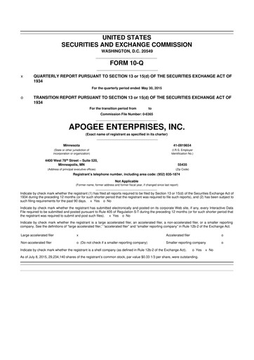 Thumbnail Apogee Enterprises 10-Q Quarterly Report FY2016 