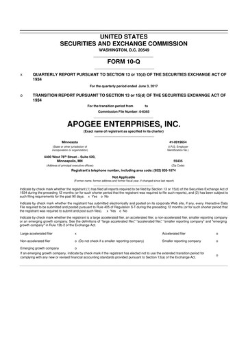 Thumbnail Apogee Enterprises 10-Q Quarterly Report FY2018 
