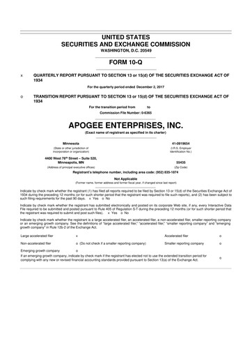 Thumbnail Apogee Enterprises 10-Q Quarterly Report FY2018 