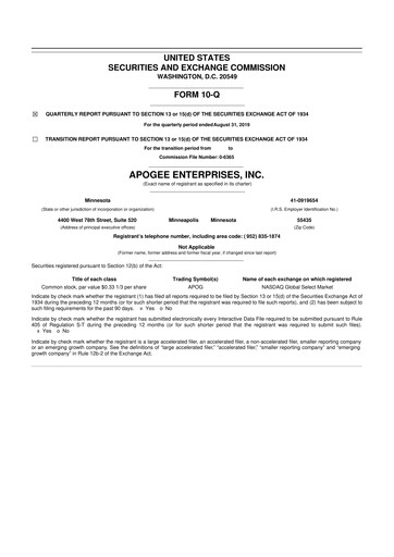 Thumbnail Apogee Enterprises 10-Q Quarterly Report FY2020 