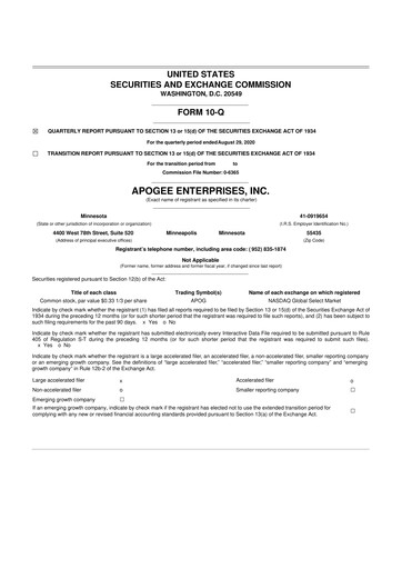 Thumbnail Apogee Enterprises 10-Q Quarterly Report FY2021 