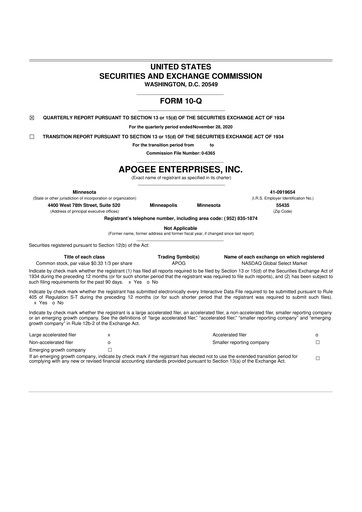 Thumbnail Apogee Enterprises 10-Q Quarterly Report FY2021 