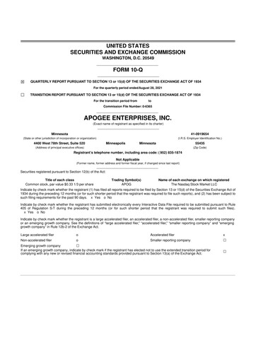 Thumbnail Apogee Enterprises 10-Q Quarterly Report FY2022 