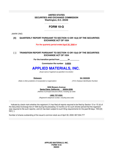 Thumbnail Applied Materials 10-Q Quarterly Report FY 