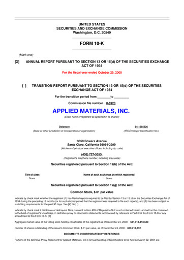 Thumbnail Applied Materials 10-K Annual Report 2000