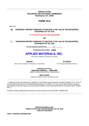 Thumbnail Applied Materials 10-Q Quarterly Report FY 