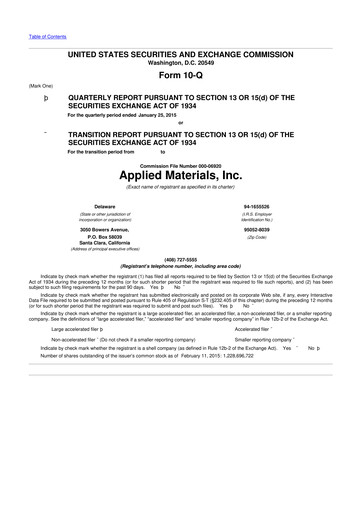 Thumbnail Applied Materials 10-Q Quarterly Report FY2015 