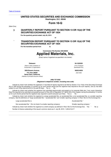 Thumbnail Applied Materials 10-Q Quarterly Report FY2015 