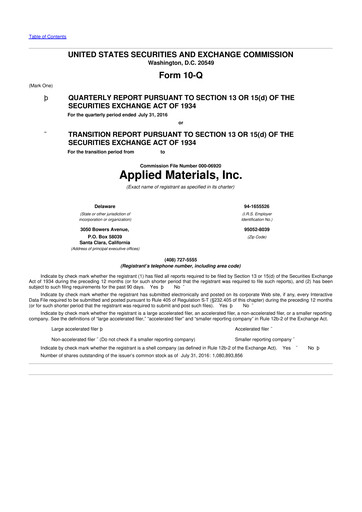 Thumbnail Applied Materials 10-Q Quarterly Report FY2016 