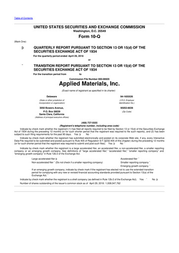 Thumbnail Applied Materials 10-Q Quarterly Report FY2018 