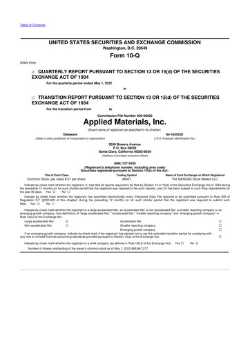 Thumbnail Applied Materials 10-Q Quarterly Report FY2022 