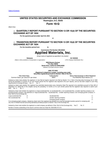 Thumbnail Applied Materials 10-Q Quarterly Report FY2023 