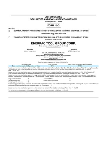 Miniature Enerpac Tool Group
 10-Q Rapport trimestriel 2026 