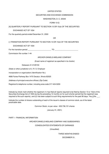 Thumbnail Archer Daniels Midland (ADM)
 10-Q Quarterly Report FY 