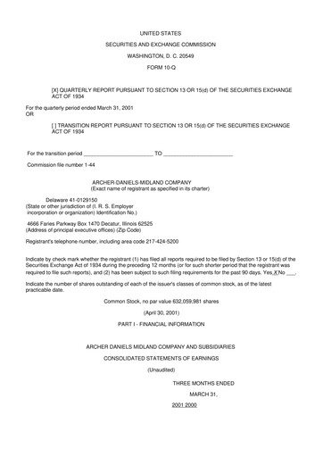 Thumbnail Archer Daniels Midland (ADM)
 10-Q Quarterly Report FY 