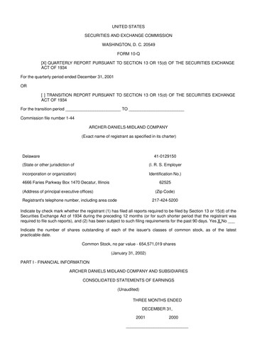 Thumbnail Archer Daniels Midland (ADM)
 10-Q Quarterly Report FY 