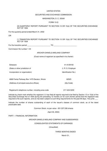 Thumbnail Archer Daniels Midland (ADM)
 10-Q Quarterly Report FY 
