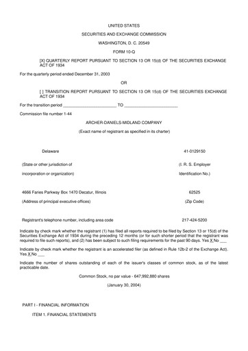 Thumbnail Archer Daniels Midland (ADM)
 10-Q Quarterly Report FY 