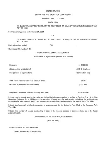 Thumbnail Archer Daniels Midland (ADM)
 10-Q Quarterly Report FY 