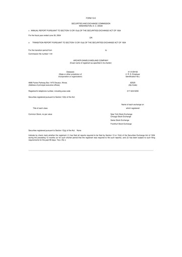 Thumbnail Archer Daniels Midland (ADM)
 10-K Annual Report 