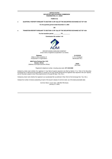 Thumbnail Archer Daniels Midland (ADM)
 10-Q Quarterly Report FY 