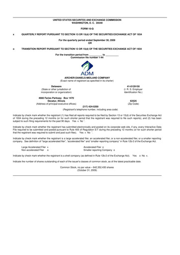 Thumbnail Archer Daniels Midland (ADM)
 10-Q Quarterly Report FY 