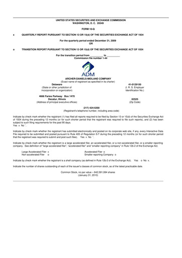 Thumbnail Archer Daniels Midland (ADM)
 10-Q Quarterly Report FY 