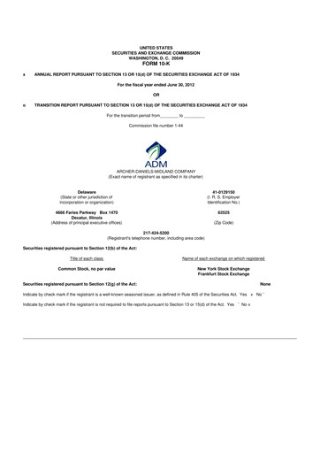 Thumbnail Archer Daniels Midland (ADM)
 10-K Annual Report 
