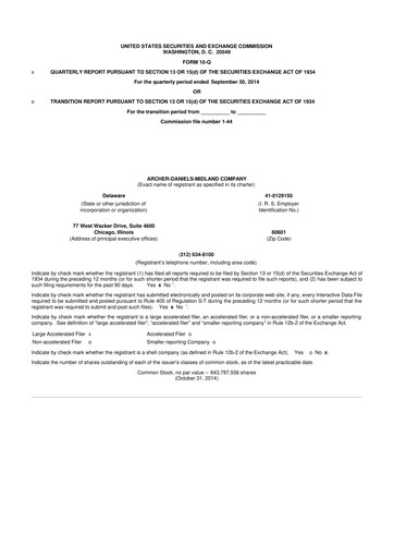 Thumbnail Archer Daniels Midland (ADM)
 10-Q Quarterly Report FY 